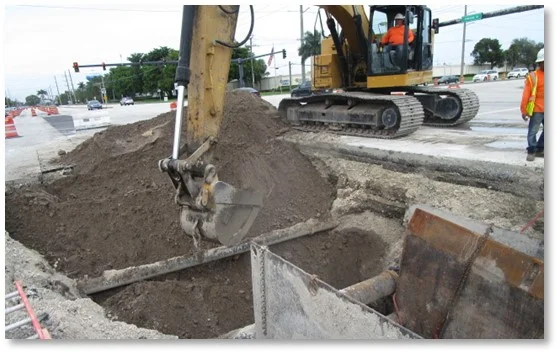 Reclaimed water pipeline route included complicated and restrictive construction within the Powerline Road right of way.