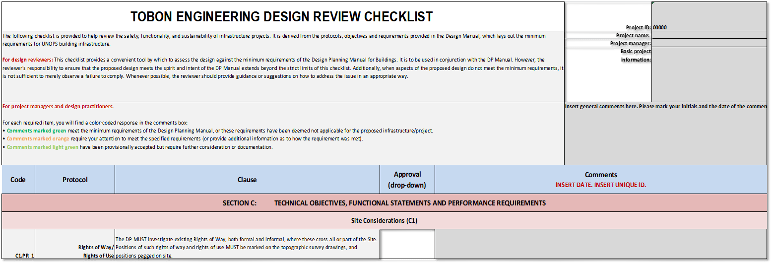 Tobon Engineering has developed a Design Review Checklist to ensure comments are addressed and that responsible parties are identified and held accountable for design modifications.